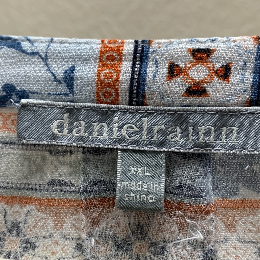 DANIEL RAINN Handkerchief Print Peasant Boho Blouse XXL - Picture 6 of 14